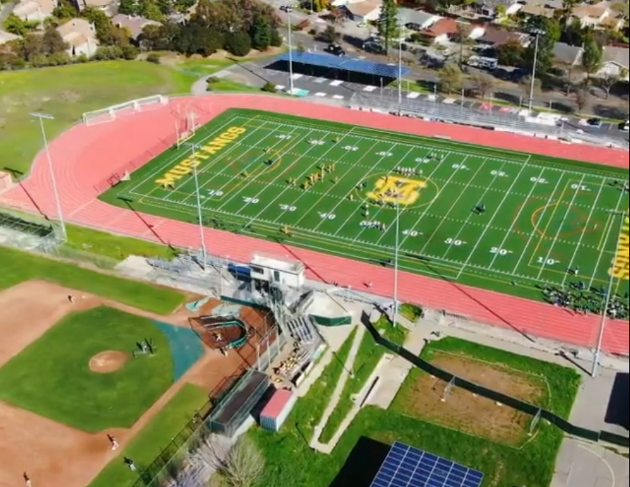 sky view of football and baseball fields